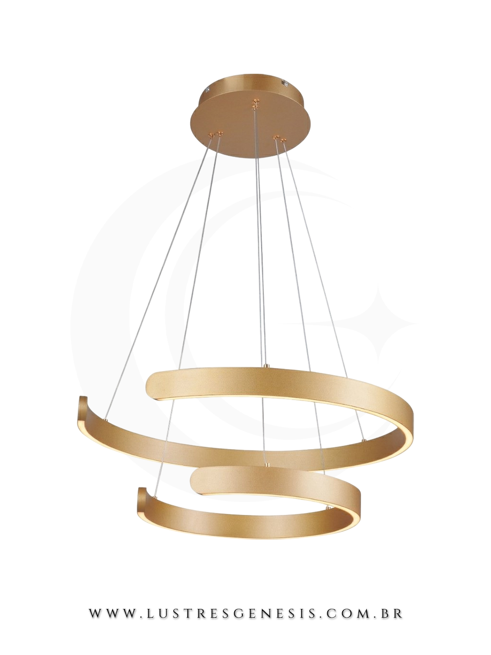 Lustre Pendente Moderno Alum&iacute;nio Silicone LED DCD03043 Dourado Bivolt 60W 3000K &Oslash;40x60cm, Sala de Jantar, Sala de Estar